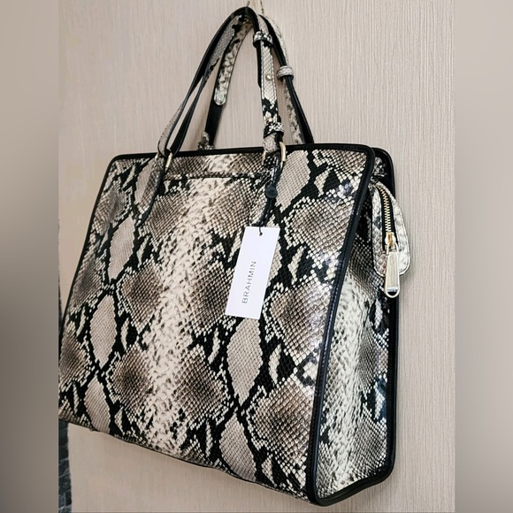 Brahmin Tia of Caviar Felix, Most Luxurious Italian Python Embossed Lthr Tote - Picture 10 of 16